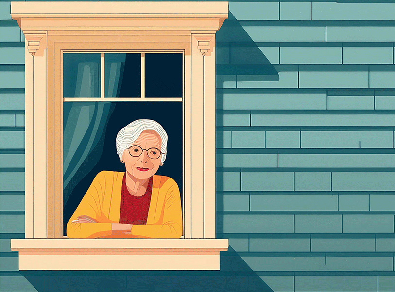 Elderly woman contemplating her last will and testament.