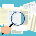 Searching through Medicaid documentation paperwork.
